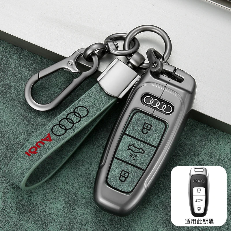 Funda para llave de coche de aleación de Zinc para Audi A6 A7 A8 e-tron Q5 Q7 Q8 C8 D5