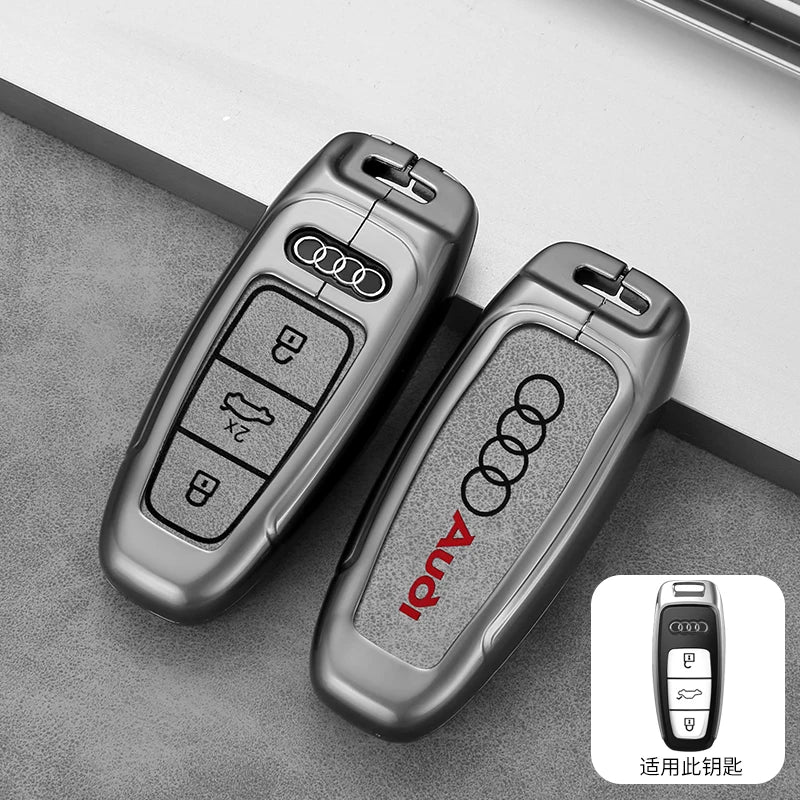 Funda para llave de coche de aleación de Zinc para Audi A6 A7 A8 e-tron Q5 Q7 Q8 C8 D5