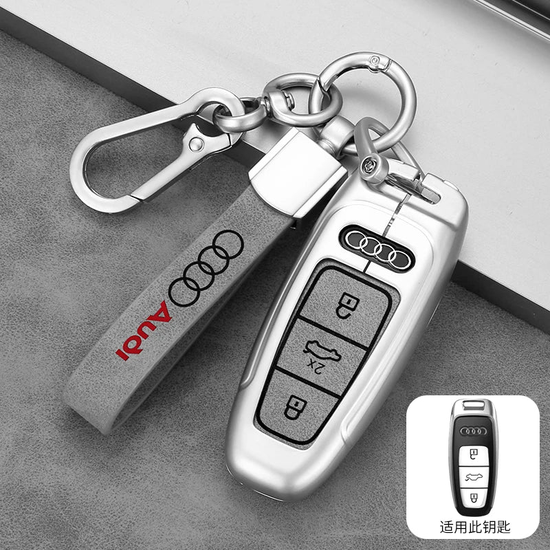 Funda para llave de coche de aleación de Zinc para Audi A6 A7 A8 e-tron Q5 Q7 Q8 C8 D5